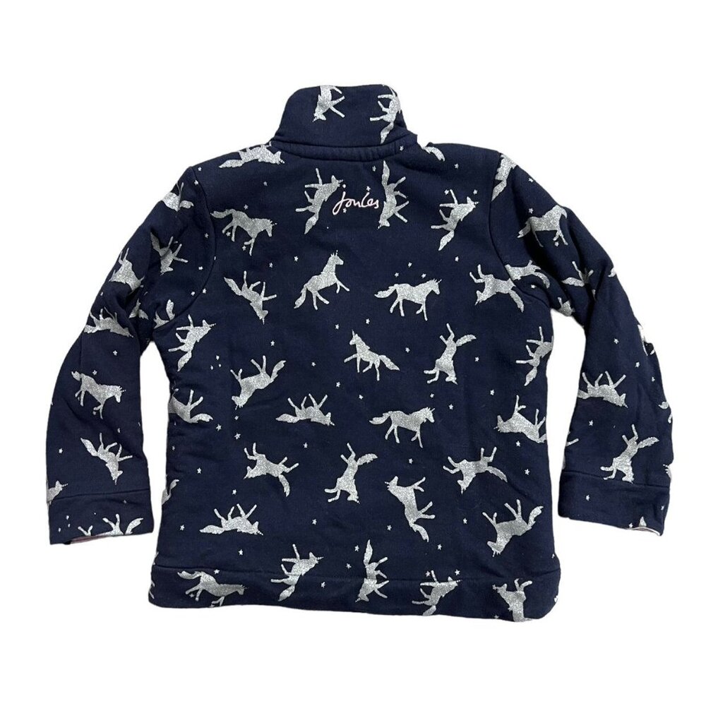 Joules 4Y Sparkly Unicorn Half-Zip Pullover Sweatshirt - Picture 2 of 5